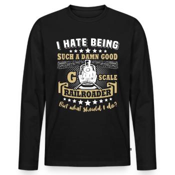 Gartenbahn Modelleisenbahn Spur G - Männer Premium Bio Langarmshirt - Schwarz - Vorne - Nico (187cm)