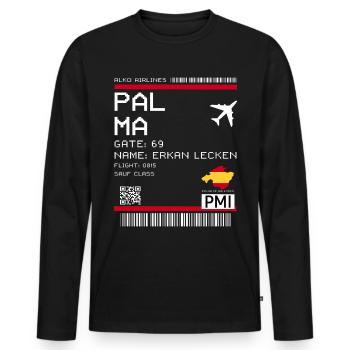 Mallorca Party Outfit Sauf Flugticket Bordkarte - Männer Premium Bio Langarmshirt - Schwarz - Vorne - Nico (187cm)