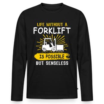 Chariot élévateur - T-shirt manches longues Premium bio Homme - noir - Devant - Nico (187cm)