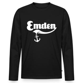 Emden Mer du Nord Emdener - T-shirt manches longues Premium bio Homme - noir - Devant - Nico (187cm)