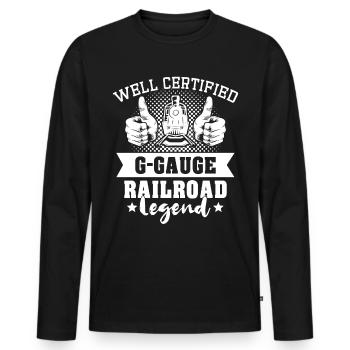 Chemin de fer de jardin Voie G Modèle de chemin de fer - T-shirt manches longues Premium bio Homme - noir - Devant - Nico (187cm)