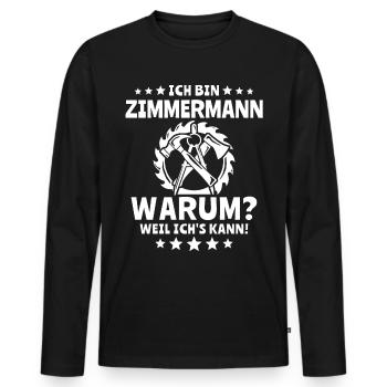 Zimmermann Zimmerer Zimmerleute - Männer Premium Bio Langarmshirt - Schwarz - Vorne - Nico (187cm)