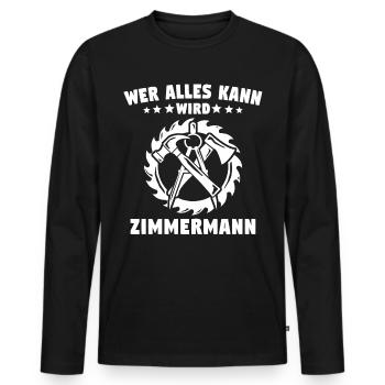 Zimmermann Zimmerer Zimmerleute - Männer Premium Bio Langarmshirt - Schwarz - Vorne - Nico (187cm)