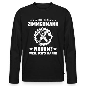 Zimmermann Zimmerer Zimmerleute - Männer Premium Bio Langarmshirt - Schwarz - Vorne - Nico (187cm)