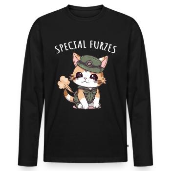 Special Fart Cat General Military Uniform - Men's Premium Organic Long Sleeve Shirt - black - Front - Nico (187cm)