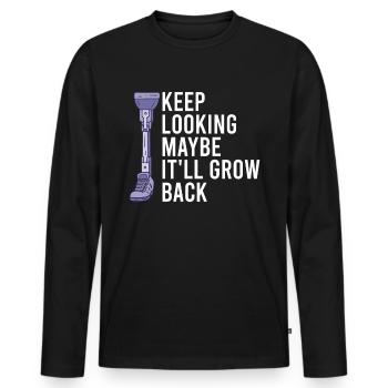 Beinamputierte Amputationsunterstützung - Männer Premium Bio Langarmshirt - Schwarz - Vorne - Nico (187cm)