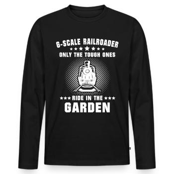 Chemin de fer miniature de jardin Voie G - T-shirt manches longues Premium bio Homme - noir - Devant - Nico (187cm)