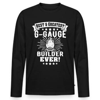 Chemin de fer miniature de jardin Voie G - T-shirt manches longues Premium bio Homme - noir - Devant - Nico (187cm)