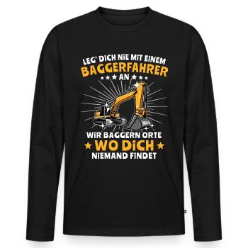 Baggerfuehrer Baggerfahrer - Männer Premium Bio Langarmshirt - Schwarz - Vorne - Nico (187cm)