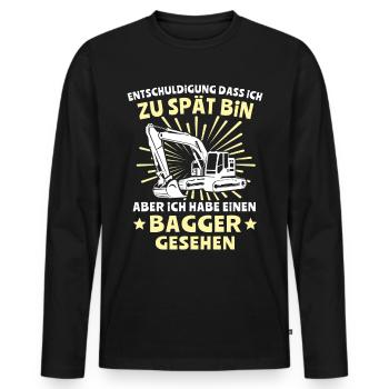 Baggerfuehrer Baggerfahrer - Männer Premium Bio Langarmshirt - Schwarz - Vorne - Nico (187cm)