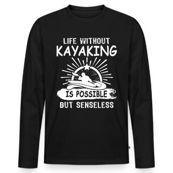 Kayaker Kayaking - Men's Premium Organic Long Sleeve Shirt - black - Front - Nico (187cm)