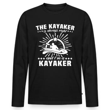 Kayaker Kayaking - Men's Premium Organic Long Sleeve Shirt - black - Front - Nico (187cm)
