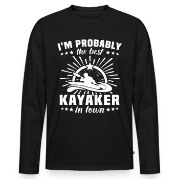 Kayakiste Kayak - T-shirt manches longues Premium bio Homme - noir - Devant - Nico (187cm)