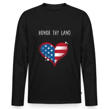 Honor Thy Land 4th of July Patriotic Fourth of - Men's Premium Organic Long Sleeve Shirt - black - Front - Nico (187cm)