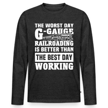 Garden Railway Gauge G Model Railway - Men's Premium Organic Long Sleeve Shirt - heather anthracite - Front - Nico (187cm)