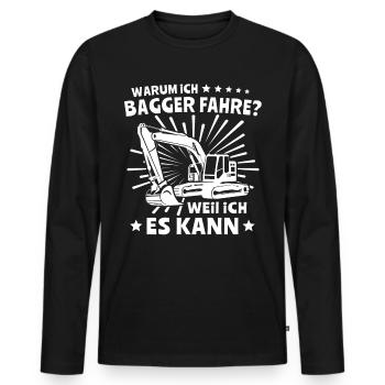 Baggerfahrer Bagger - Männer Premium Bio Langarmshirt - Schwarz - Vorne - Nico (187cm)