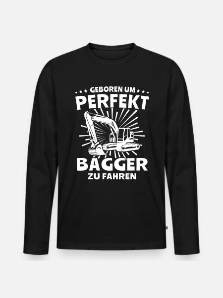 Baggerfahrer Bagger - Männer Premium Bio Langarmshirt - Schwarz