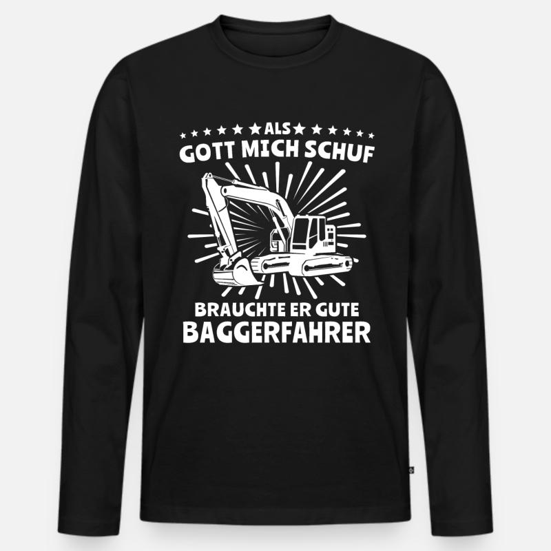 Baggerfahrer Bagger - Männer Premium Bio Langarmshirt - Schwarz