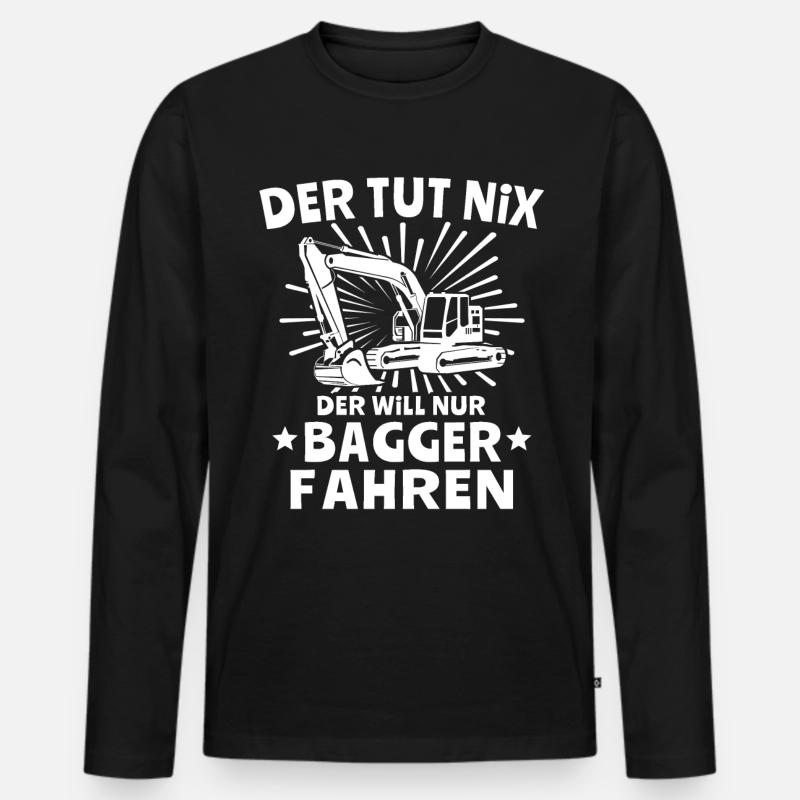 Baggerfahrer Bagger - Männer Premium Bio Langarmshirt - Schwarz