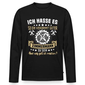 Zimmermann Zimmerer - Männer Premium Bio Langarmshirt - Schwarz - Vorne - Nico (187cm)