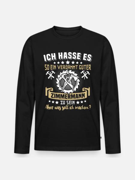 Zimmermann Zimmerer - Männer Premium Bio Langarmshirt - Schwarz