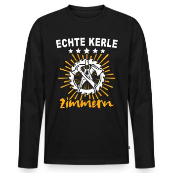 Zimmermann Zimmerer - Männer Premium Bio Langarmshirt - Schwarz - Vorne - Nico (187cm)