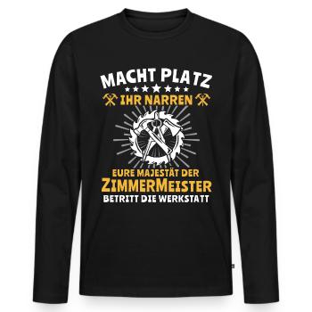 Zimmermann Zimmerer - Männer Premium Bio Langarmshirt - Schwarz - Vorne - Nico (187cm)