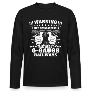 Voie de chemin de fer miniature G chemin de fer de jardin - T-shirt manches longues Premium bio Homme - noir - Devant - Nico (187cm)