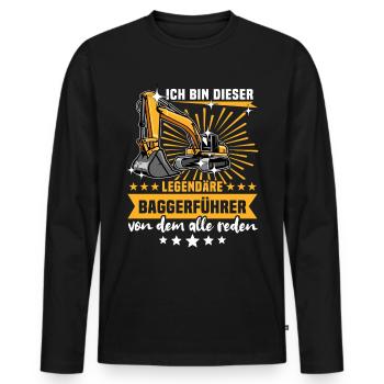 Baggerfuehrer Baggerfahrer - Männer Premium Bio Langarmshirt - Schwarz - Vorne - Nico (187cm)