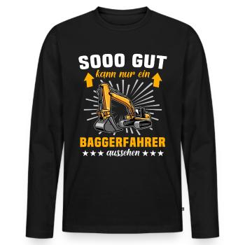 Baggerfahrer Bagger - Männer Premium Bio Langarmshirt - Schwarz - Vorne - Nico (187cm)