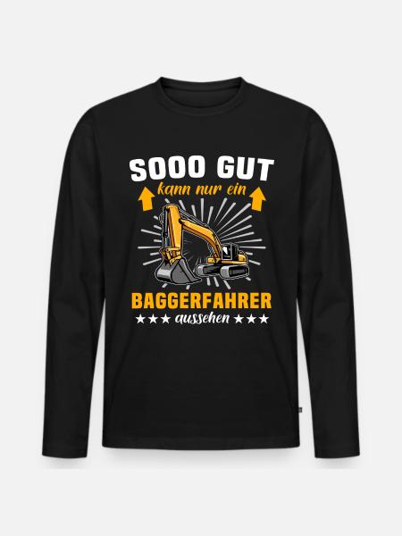 Baggerfahrer Bagger - Männer Premium Bio Langarmshirt - Schwarz