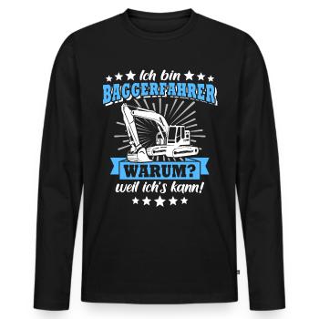 Baggerfahrer Bagger - Männer Premium Bio Langarmshirt - Schwarz - Vorne - Nico (187cm)