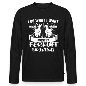 Forklift driver Forklift - Men's Premium Organic Long Sleeve Shirt - black - Front - Nico (187cm)