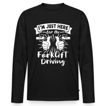 Forklift driver Forklift - Men's Premium Organic Long Sleeve Shirt - black - Front - Nico (187cm)