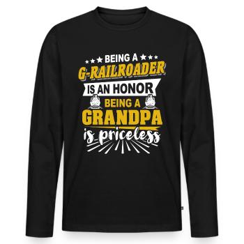 Gartenbahn Spur G Opa - Männer Premium Bio Langarmshirt - Schwarz - Vorne - Nico (187cm)
