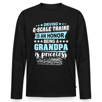 Gartenbahn Spur G Opa - Männer Premium Bio Langarmshirt - Schwarz - Vorne - Nico (187cm)
