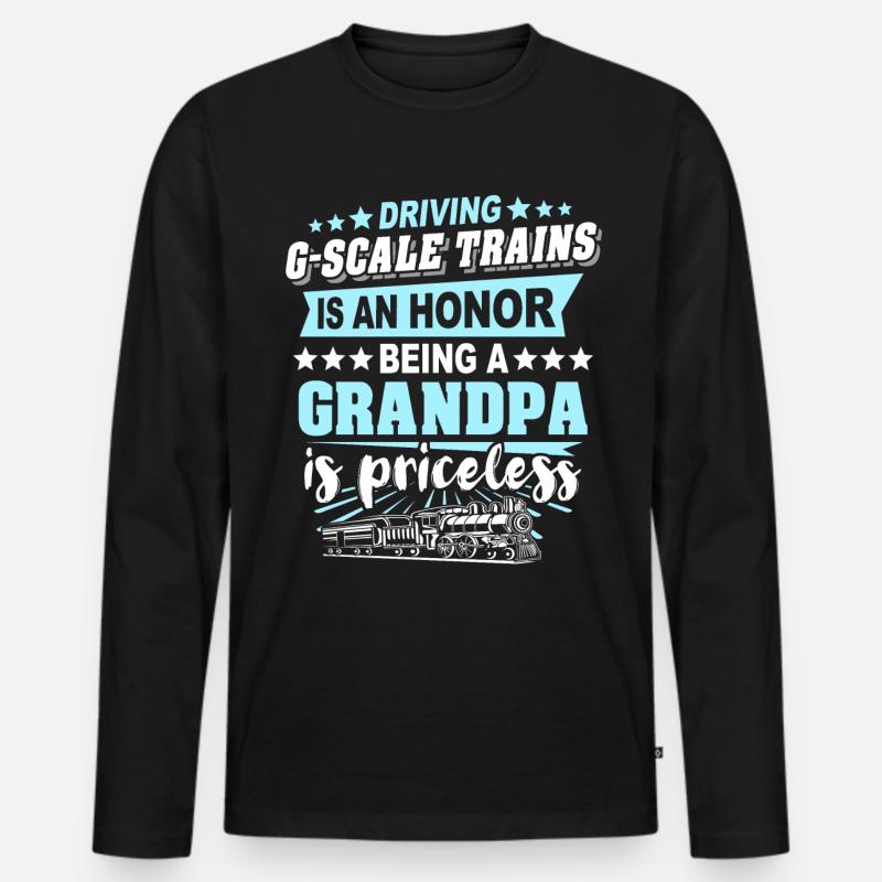 Gartenbahn Spur G Opa - Männer Premium Bio Langarmshirt - Schwarz