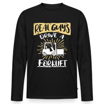 Chariot élévateur à fourche - T-shirt manches longues Premium bio Homme - noir - Devant - Nico (187cm)