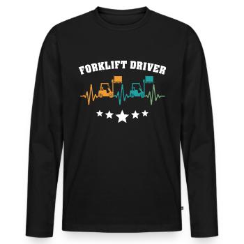 Chariot élévateur à fourche - T-shirt manches longues Premium bio Homme - noir - Devant - Nico (187cm)