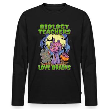 Biology Teachers Love Halloween Teachers - Men's Premium Organic Long Sleeve Shirt - black - Front - Nico (187cm)