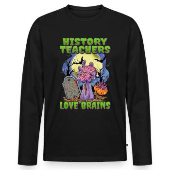 History teachers love brains Halloween - Men's Premium Organic Long Sleeve Shirt - black - Front - Nico (187cm)