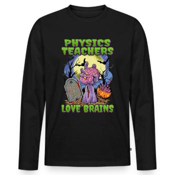 Professeur de physique Zombie Hand Halloween - T-shirt manches longues Premium bio Homme - noir - Devant - Nico (187cm)