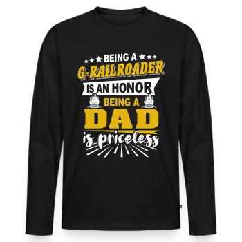 Gartenbahn Spur G Papa - Männer Premium Bio Langarmshirt - Schwarz - Vorne - Nico (187cm)