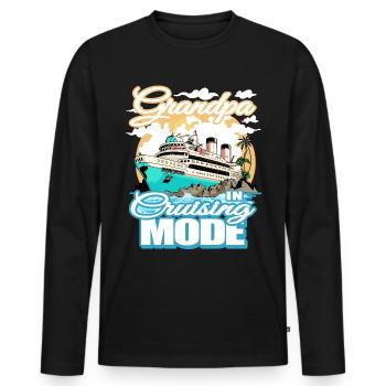 Opa Im Fahrmodus - Bootsfahrt - Männer Premium Bio Langarmshirt - Schwarz - Vorne - Nico (187cm)