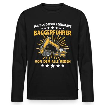 Baggerführer Baggerfahrer - Männer Premium Bio Langarmshirt - Schwarz - Vorne - Nico (187cm)