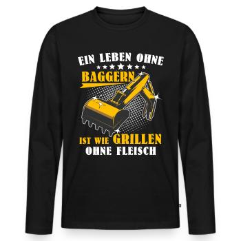 Baggerführer Baggerfahrer - Männer Premium Bio Langarmshirt - Schwarz - Vorne - Nico (187cm)