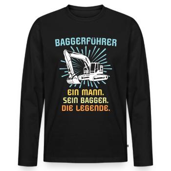 Baggerführer Baggerfahrer - Männer Premium Bio Langarmshirt - Schwarz - Vorne - Nico (187cm)