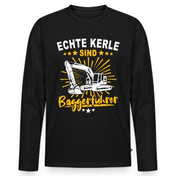 Baggerführer Baggerfahrer - Männer Premium Bio Langarmshirt - Schwarz - Vorne - Nico (187cm)
