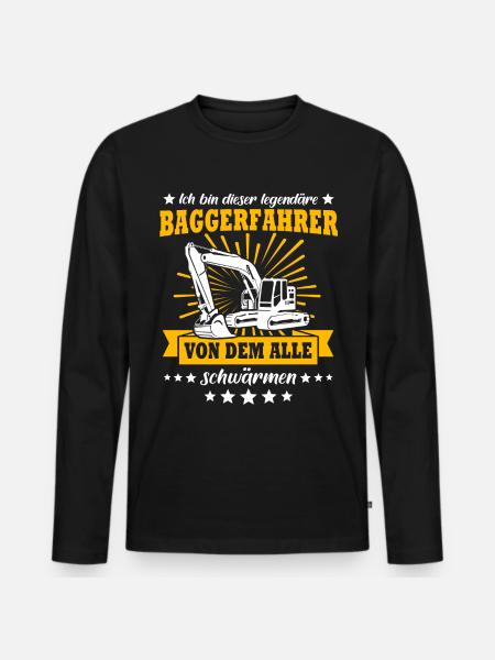 Baggerführer Baggerfahrer - Männer Premium Bio Langarmshirt - Schwarz