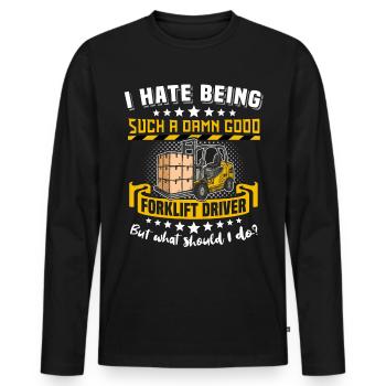 Staplerfahrer Stapler - Männer Premium Bio Langarmshirt - Schwarz - Vorne - Nico (187cm)